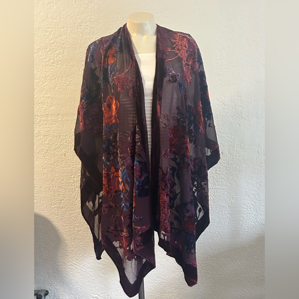 SAACHI Burgundy Sheer nylon blend Wrap